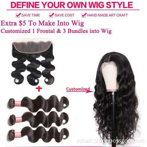 Unprocessed 12A Body Wave 3 Bundles With Lace Frontal Closure Peruvian 100% Human Hair Bundles